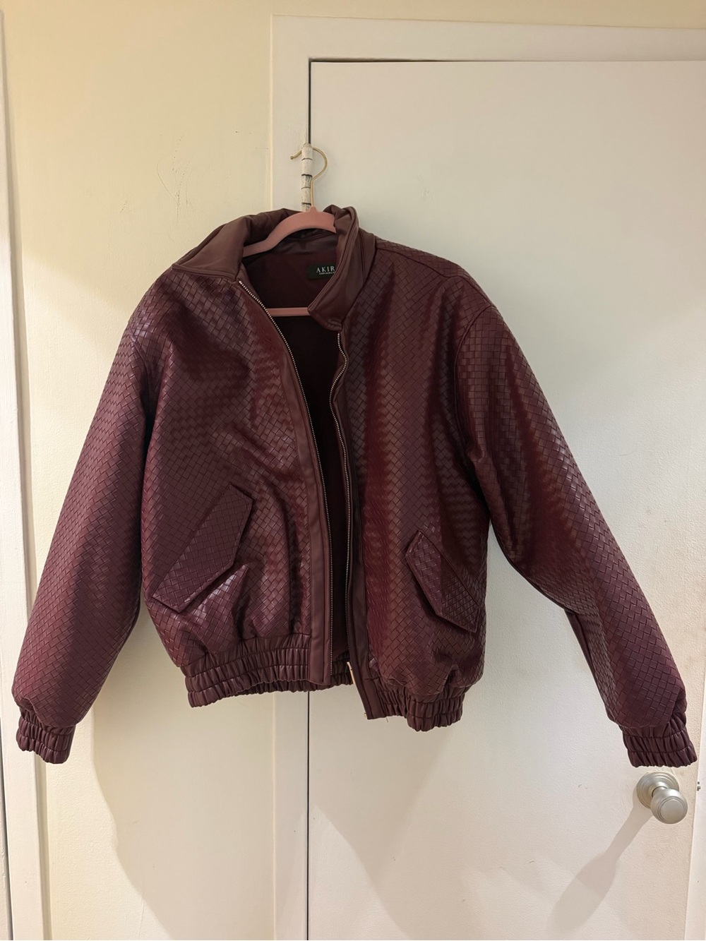 AKIRA Quilted Plum Bomber Jacket
